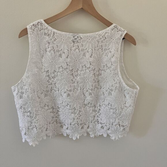 SHEIN VCAY Solid Guipure White Lace Blouse - XL - Picture 11 of 14